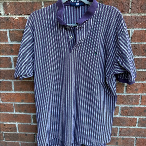 Vintage 90s Y2K Polo Ralph Lauren Purple Striped Collar Shirt Size XL - Picture 3 of 8